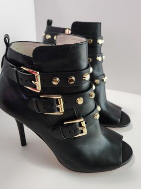 Michael Kors Bryn Open-Toe Studded Ankle Booties In Size 9